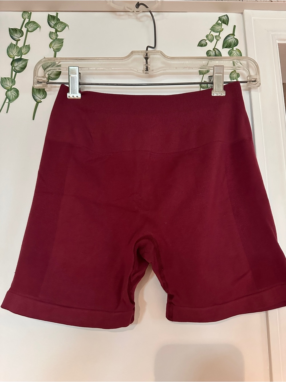 High-Waist Seamless Bike Shorts in Burgundy